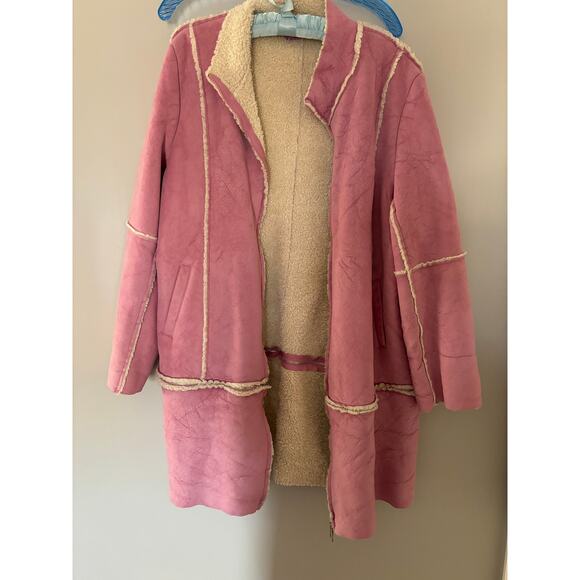 Vintage Suzanne Somers Collection Baby Pink Sherpa Lined Zip Up Jacket 1X - Picture 5 of 7